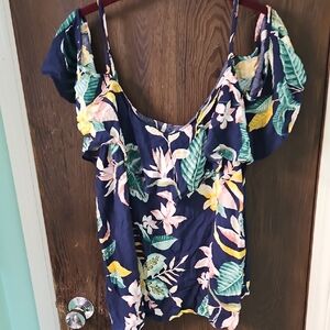 Old Navy Floral Print Blouse - Navy and Multicolor
